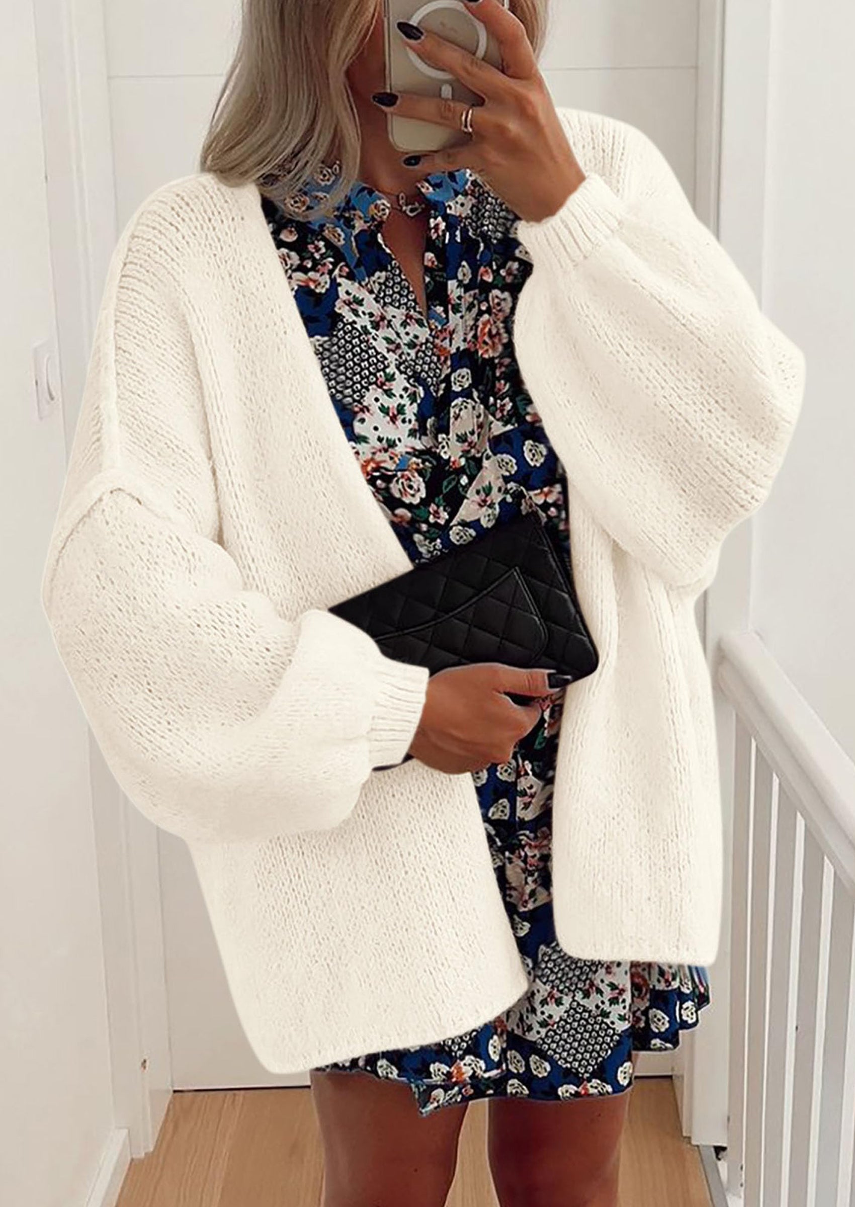 PRETTYGARDEN Womens Oversized Cardigan Sweaters Fall Long Lantern Sleeve Knit Open Front Lightweight Sweater