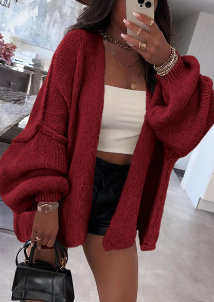 PRETTYGARDEN Womens Oversized Cardigan Sweaters Fall Long Lantern Sleeve Knit Open Front Lightweight Sweater