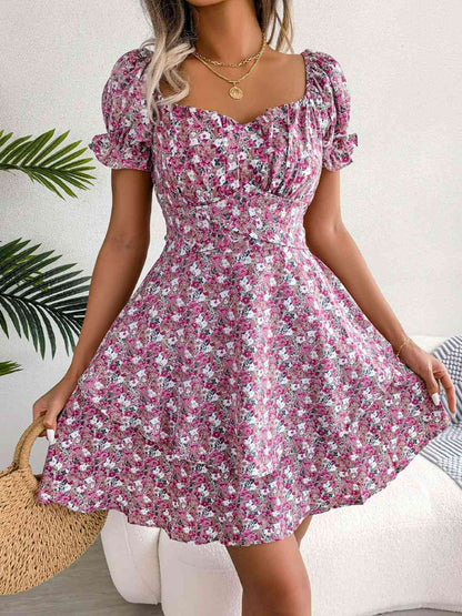Maya Floral Sweetheart Neck Mini Dress