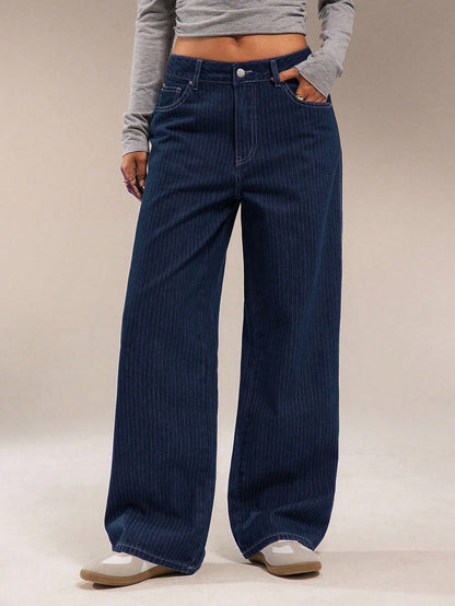 Kayla Printed Pinstripe Jeans