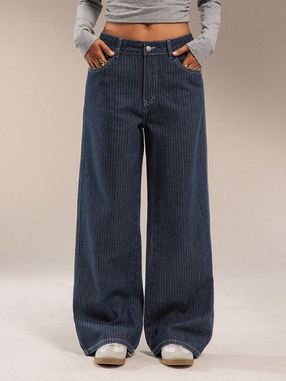 Kayla Printed Pinstripe Jeans
