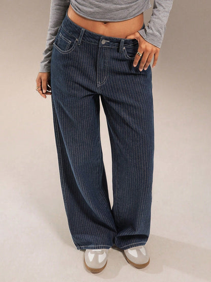 Kayla Printed Pinstripe Jeans