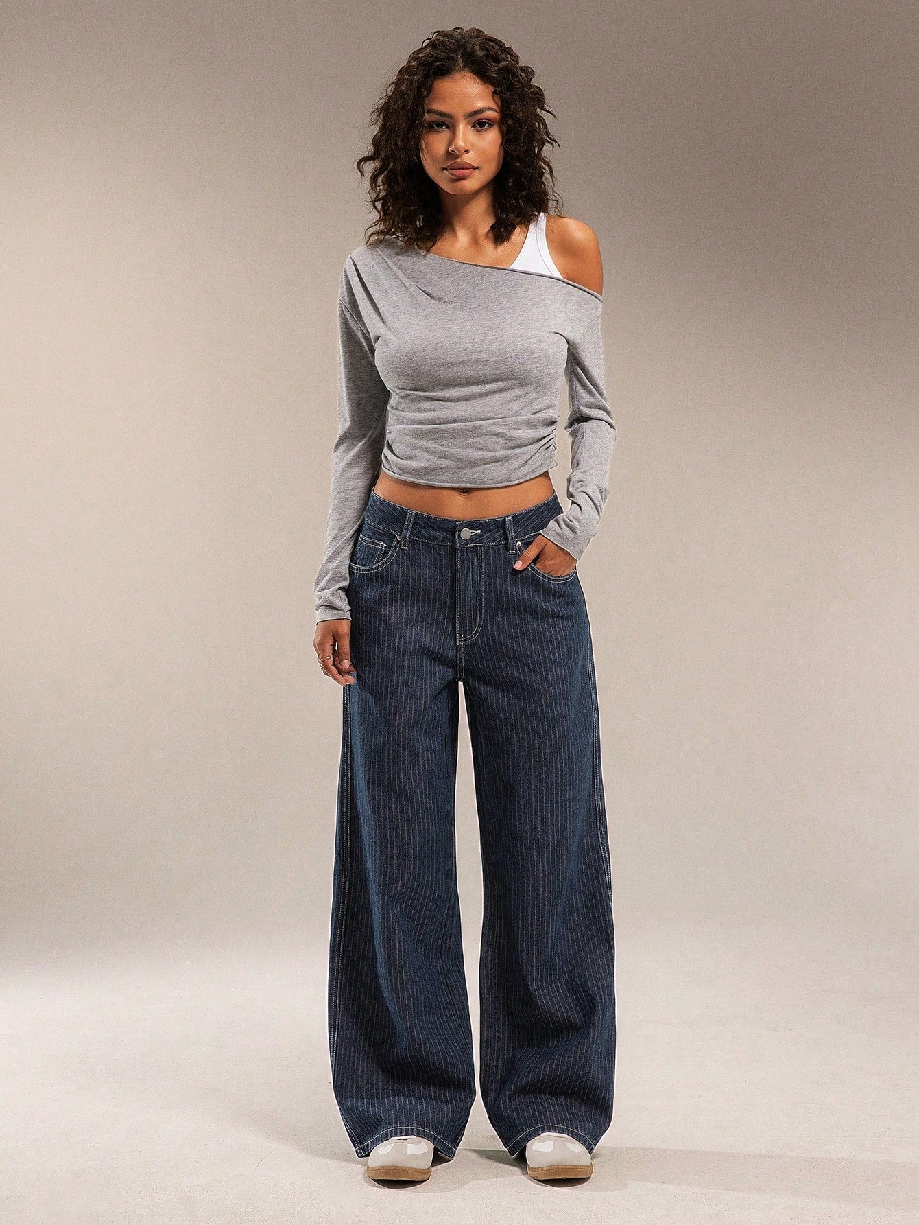 Kayla Printed Pinstripe Jeans