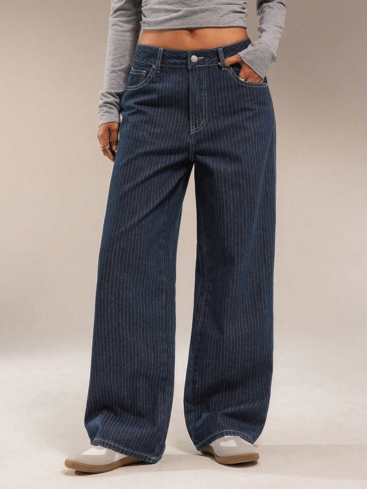 Kayla Printed Pinstripe Jeans